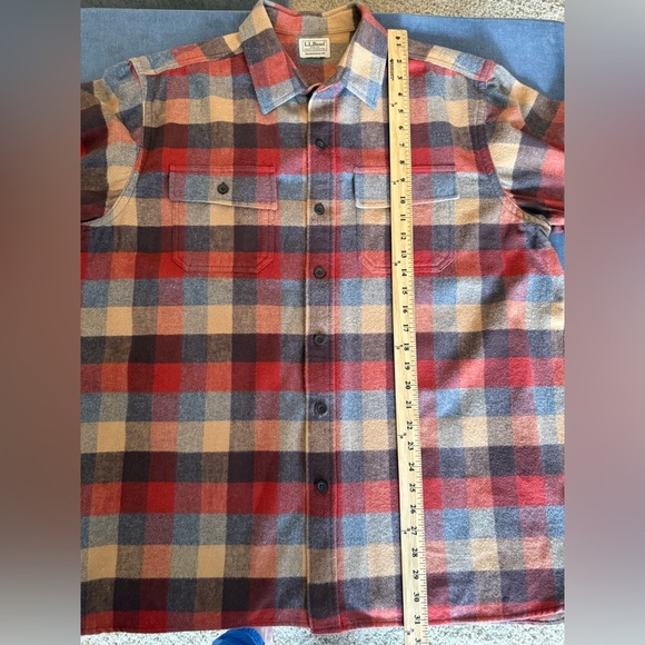 L.L Bean Mens Chamois Shirt Plaid Traditional Fit 100% Cotton Long Sleeve Button - Picture 8 of 8